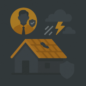 Bryan home with rain and storms and an insurance adjuster.