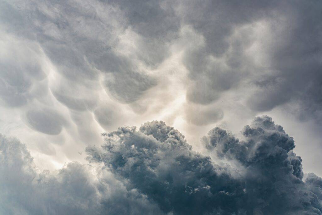 Moody view of dark dramatic storm clouds