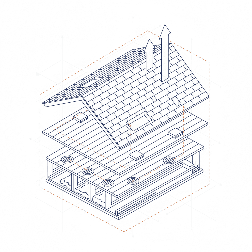 Diagram illustrating balanced ventilation system intake and exhaust ratios.