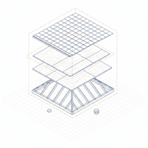 Close-up of delaminated roof decking