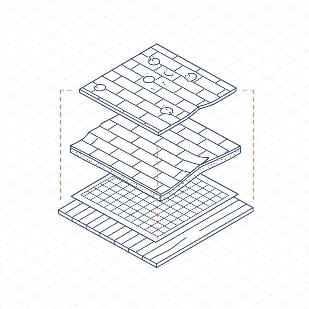 Roof shingles showing hail damage next to normal wear
