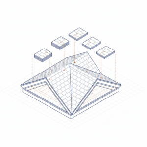 Hip and ridge cap shingles on a roof