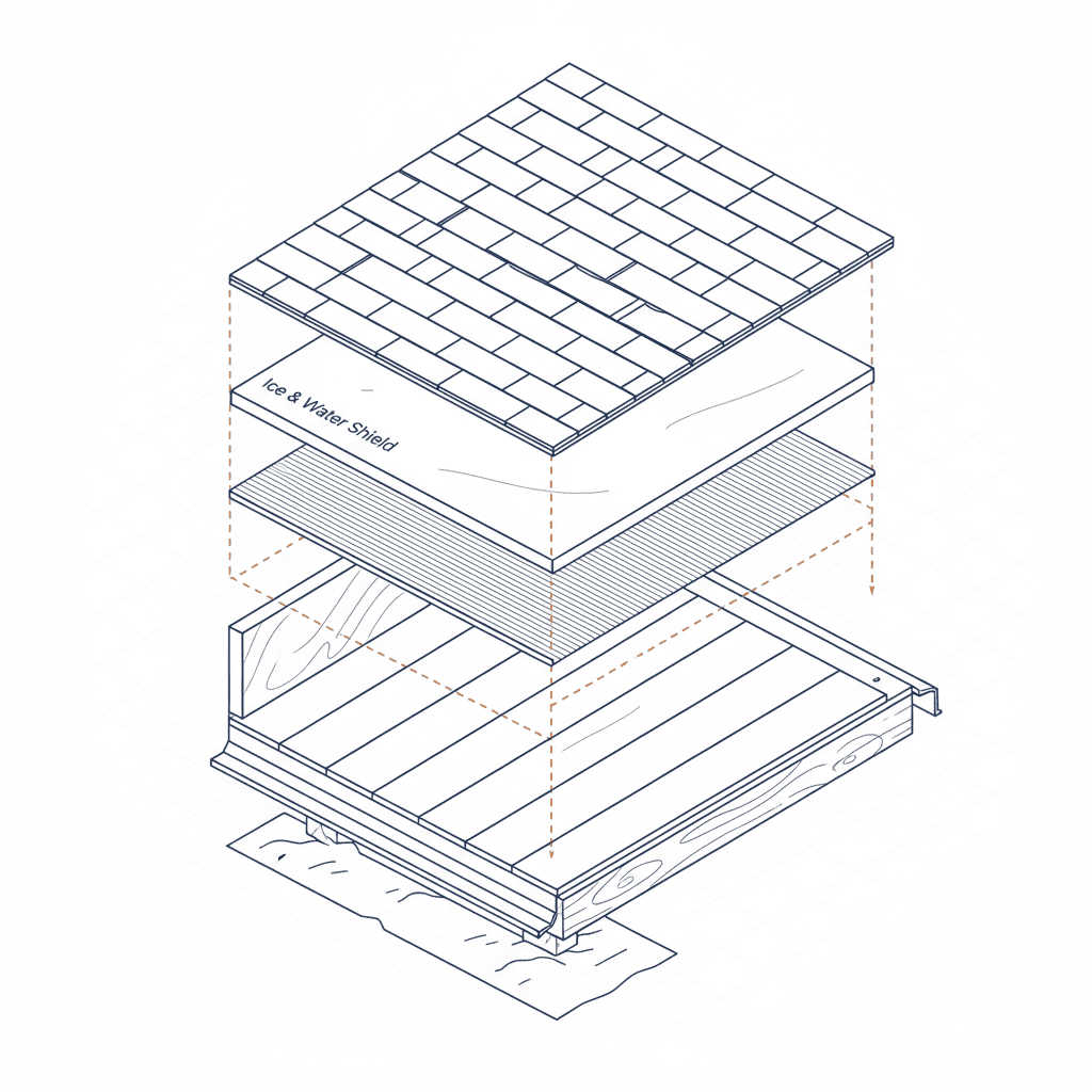 Ice & Water Shield installation preventing ice dams