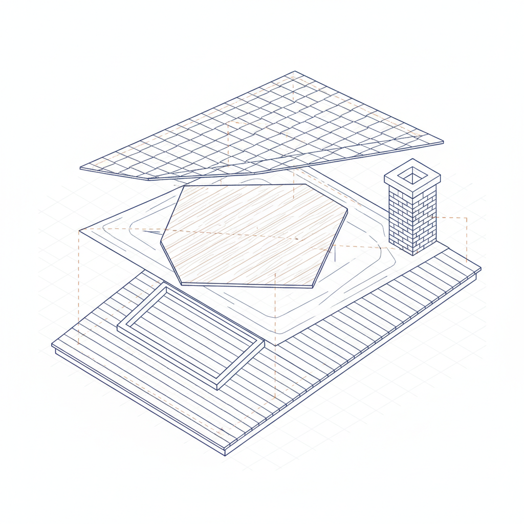 Roof cricket diverting water behind chimney