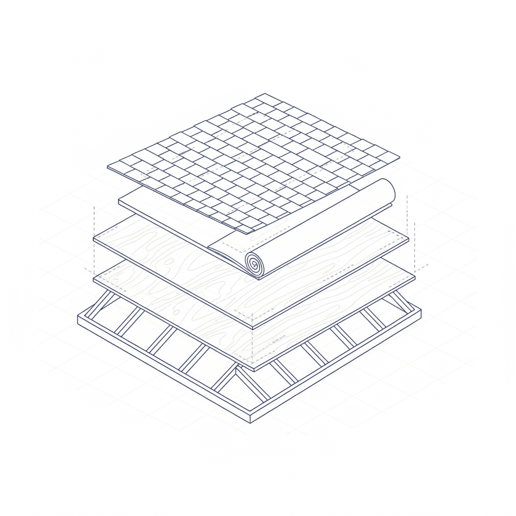 Roof pitch diagram showing how slope affects material.