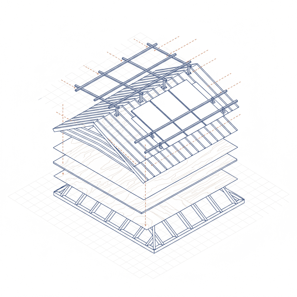 Roof inspection checklist for solar panel structural load.
