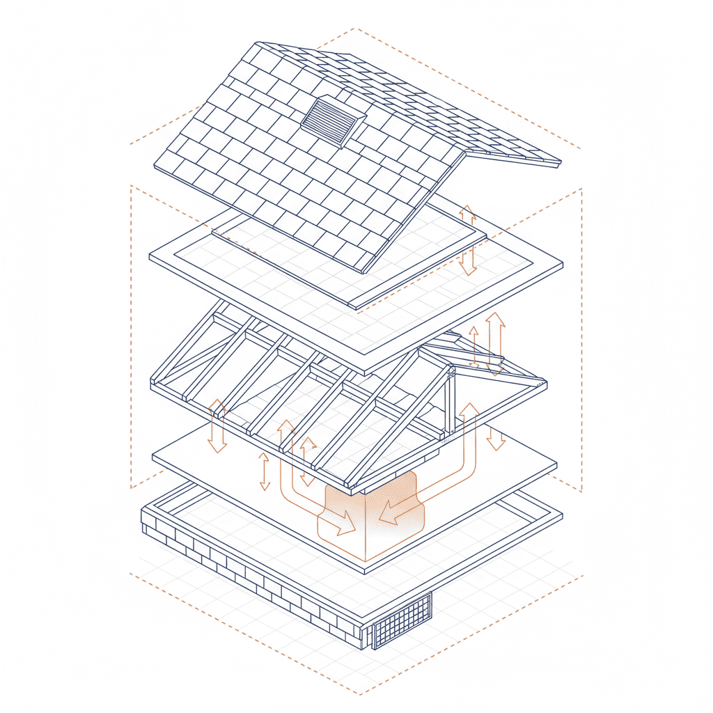 Illustration of attic ventilation issues impacting warranty
