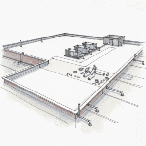 Commercial rooftop with TPO installation, active HVAC units, and clear access path to minimize operational disruption.
