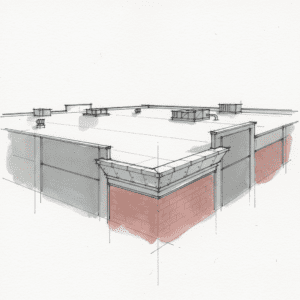 Secure TPO roof perimeter with robust coping and flashing for high wind uplift resistance.