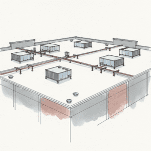 Pristine TPO commercial rooftop with new HVAC units and clean drainage, signifying capital investment.